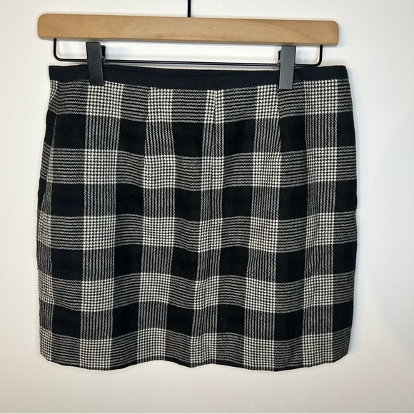 Madewell Women’s Wool Blend Black and White Plaid Wrap Mini Skirt, Size 4 - Picture 8 of 11